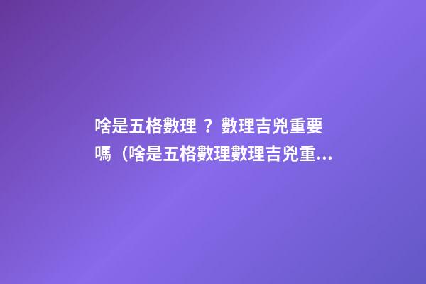啥是五格數理？數理吉兇重要嗎（啥是五格數理?數理吉兇重要嗎視頻）